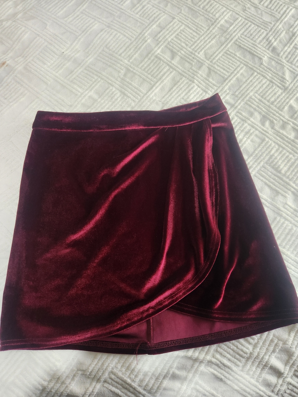 Altar'd StateVelvet Wrap Mini Skirt - Burgundy